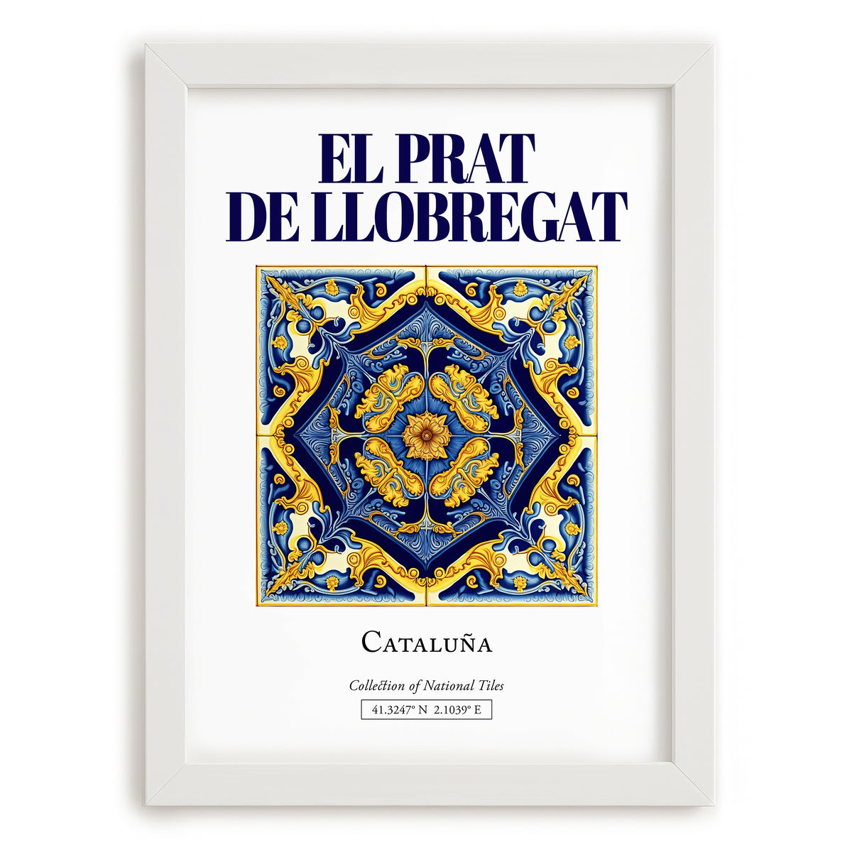 El Prat de Llobregat, Spain – Global Cities Wall Print, placed in minimal white frame
