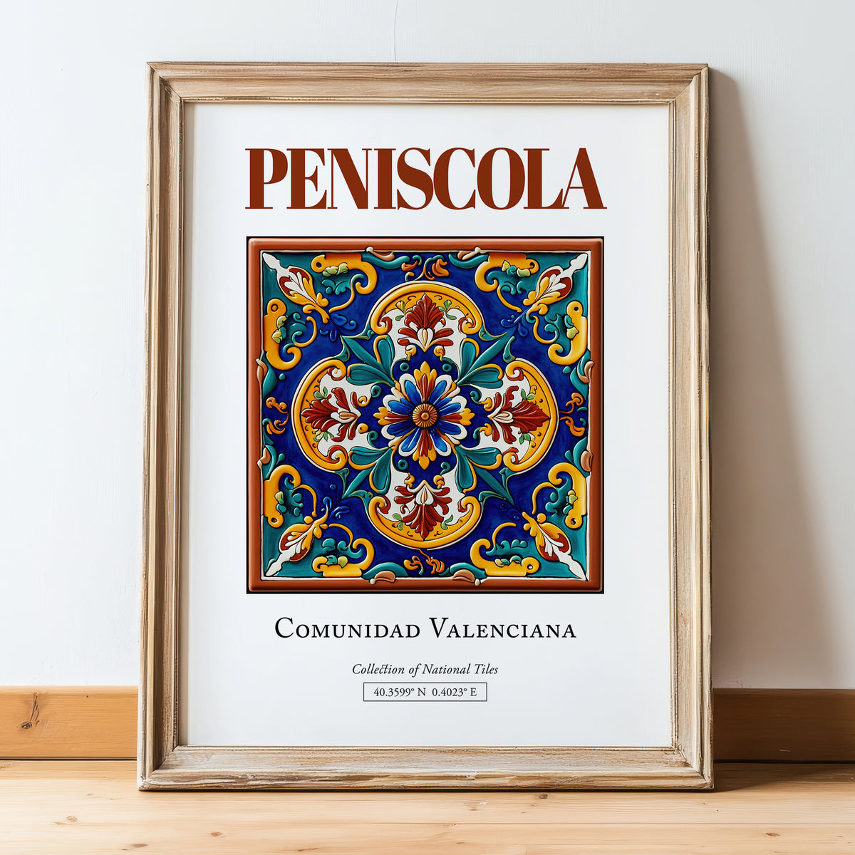 Peniscola, Spain – World Travel Art, in wooden frame leaning on the floor