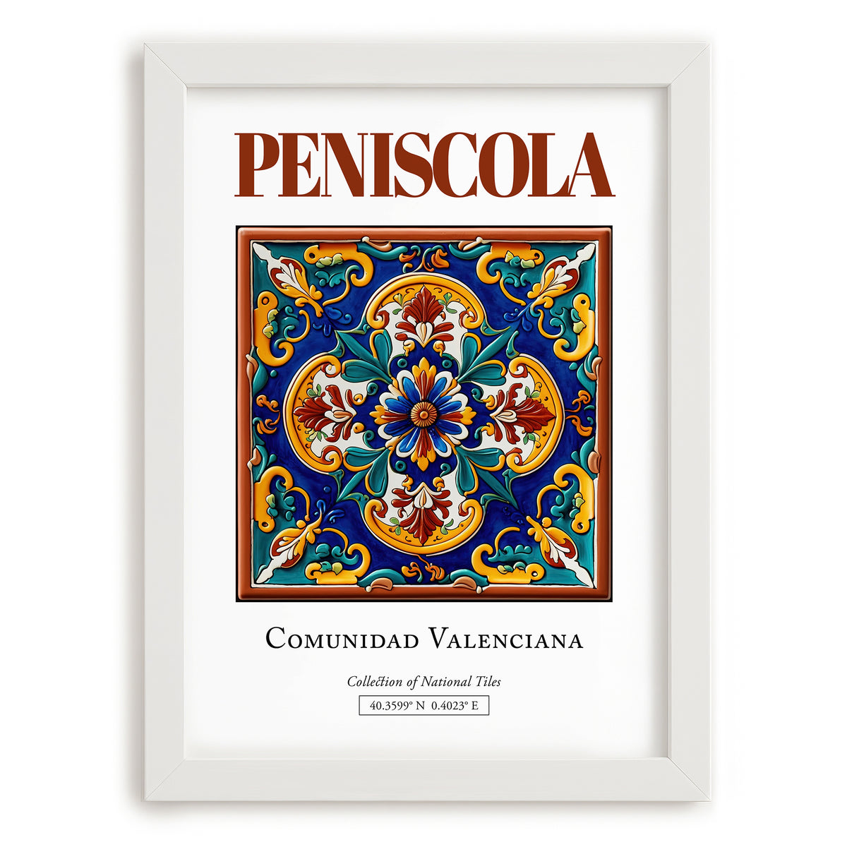 Peniscola, Spain – World Travel Art, placed in minimal white frame