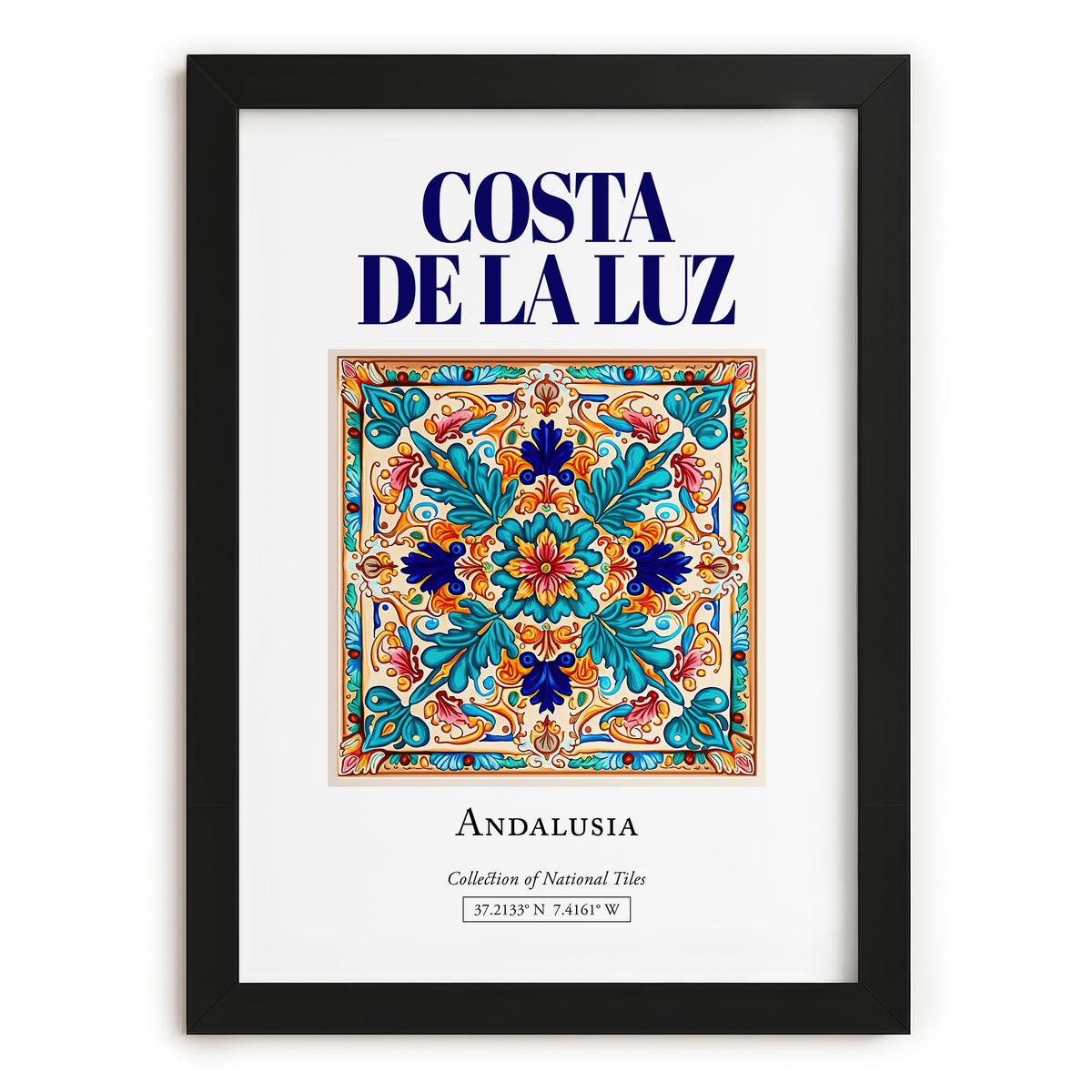 Costa de la Luz, Spain – Historic Cities Art Print, in sleek black frame