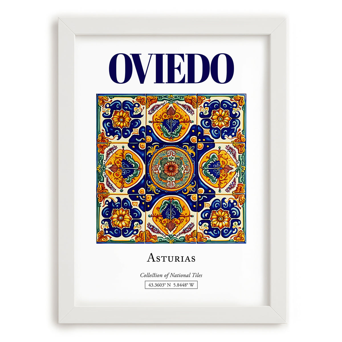 Oviedo, Spain – Global Wall Art, placed in minimal white frame