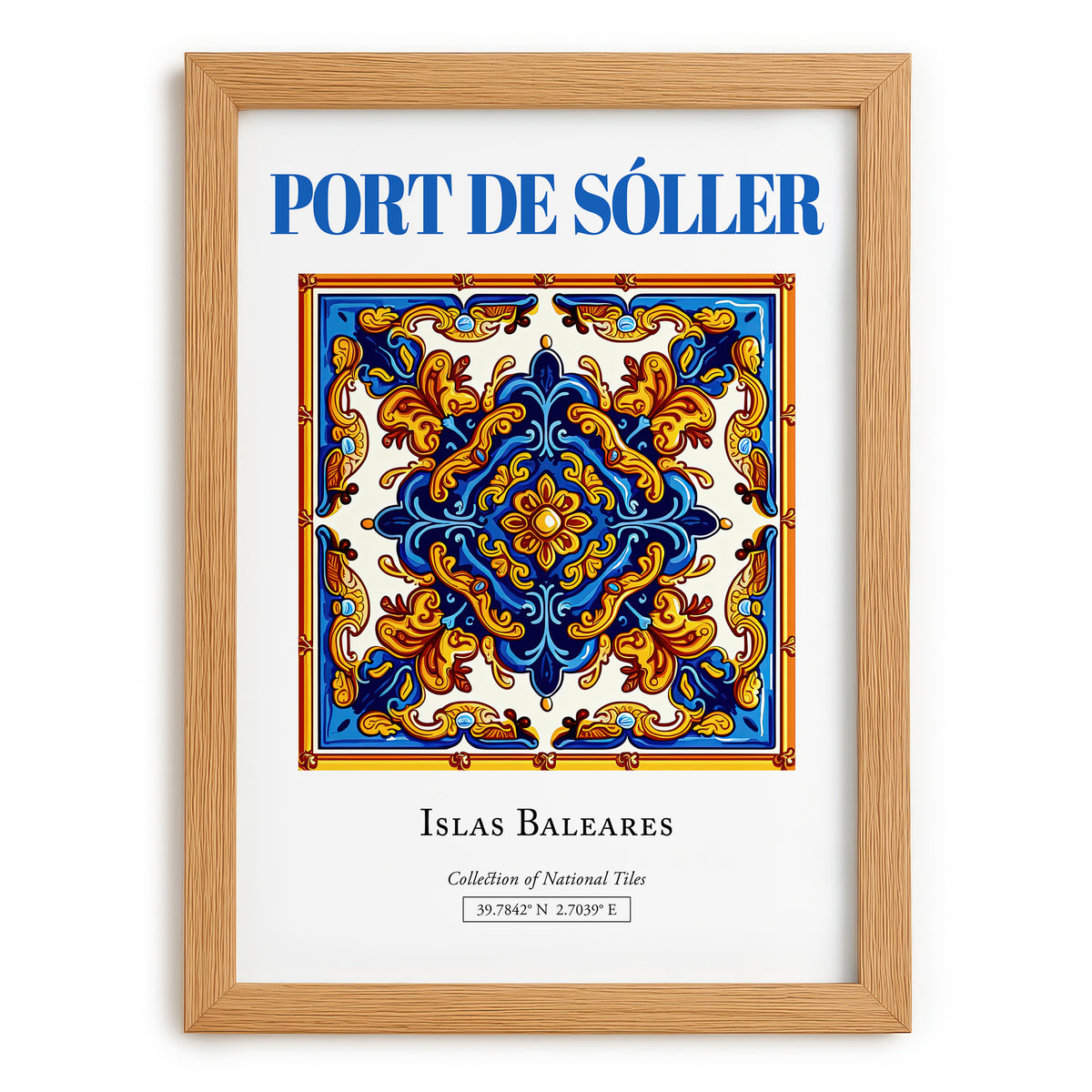 Port de Sóller, Spain – Travel Poster, set in oak frame