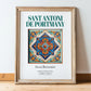 Sant Antoni de Portmany, Spain – Travel Poster, in wooden frame leaning on the floor