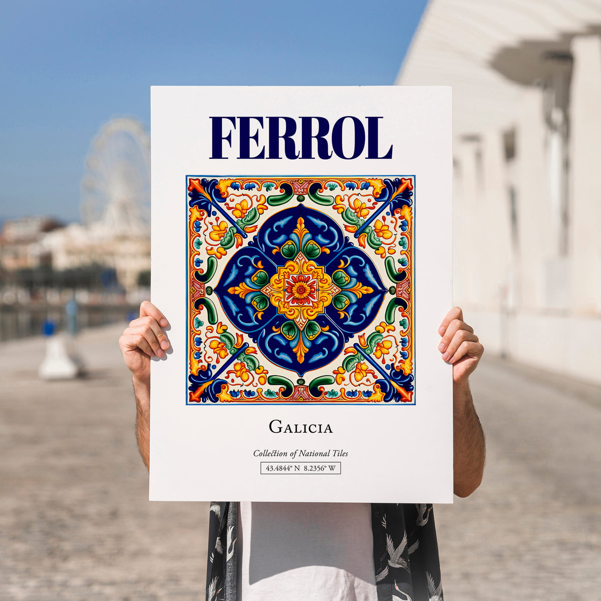Ferrol, Spain – Wanderlust Wall Decor, no-text version framed in wood
