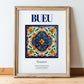 Bueu, Spain – Travel Poster, in wooden frame leaning on the floor