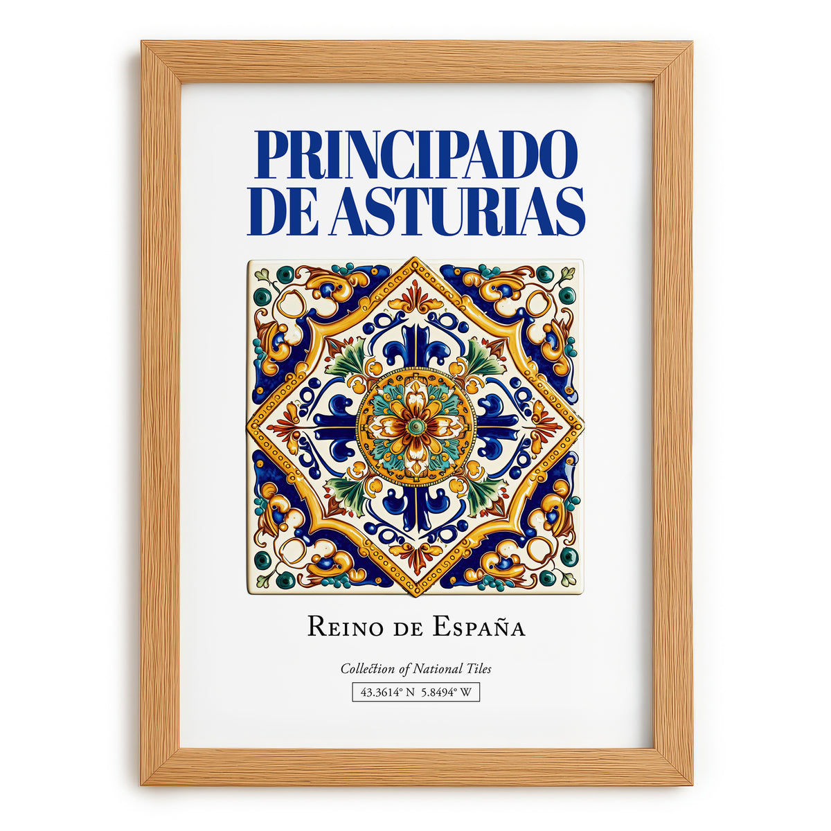 Principado de Asturias, Spain – Travel Poster, set in oak frame