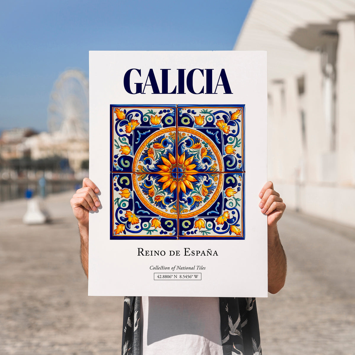 Galicia, Spain – Retro Travel Poster, no-text version framed in wood