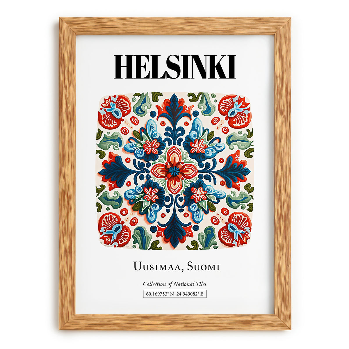 Helsinki, Finland – Country Culture Poster, set in oak frame