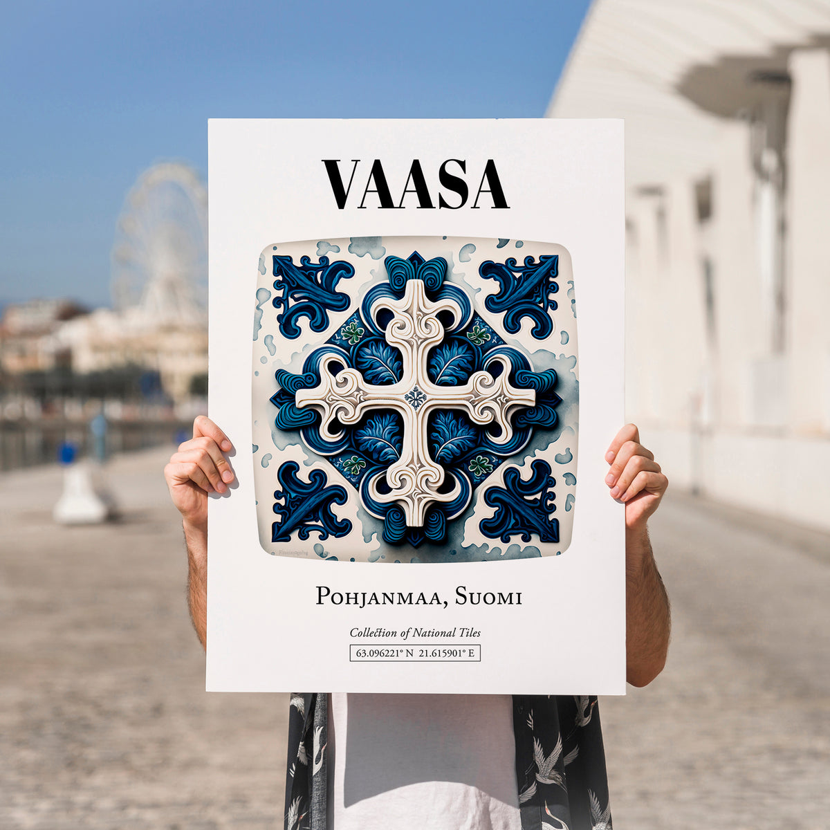 Vaasa, Finland – Travel Wall Art, no-text version framed in wood