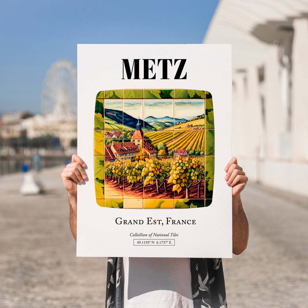 Metz, France – Travel Wall Art, no-text version framed in wood