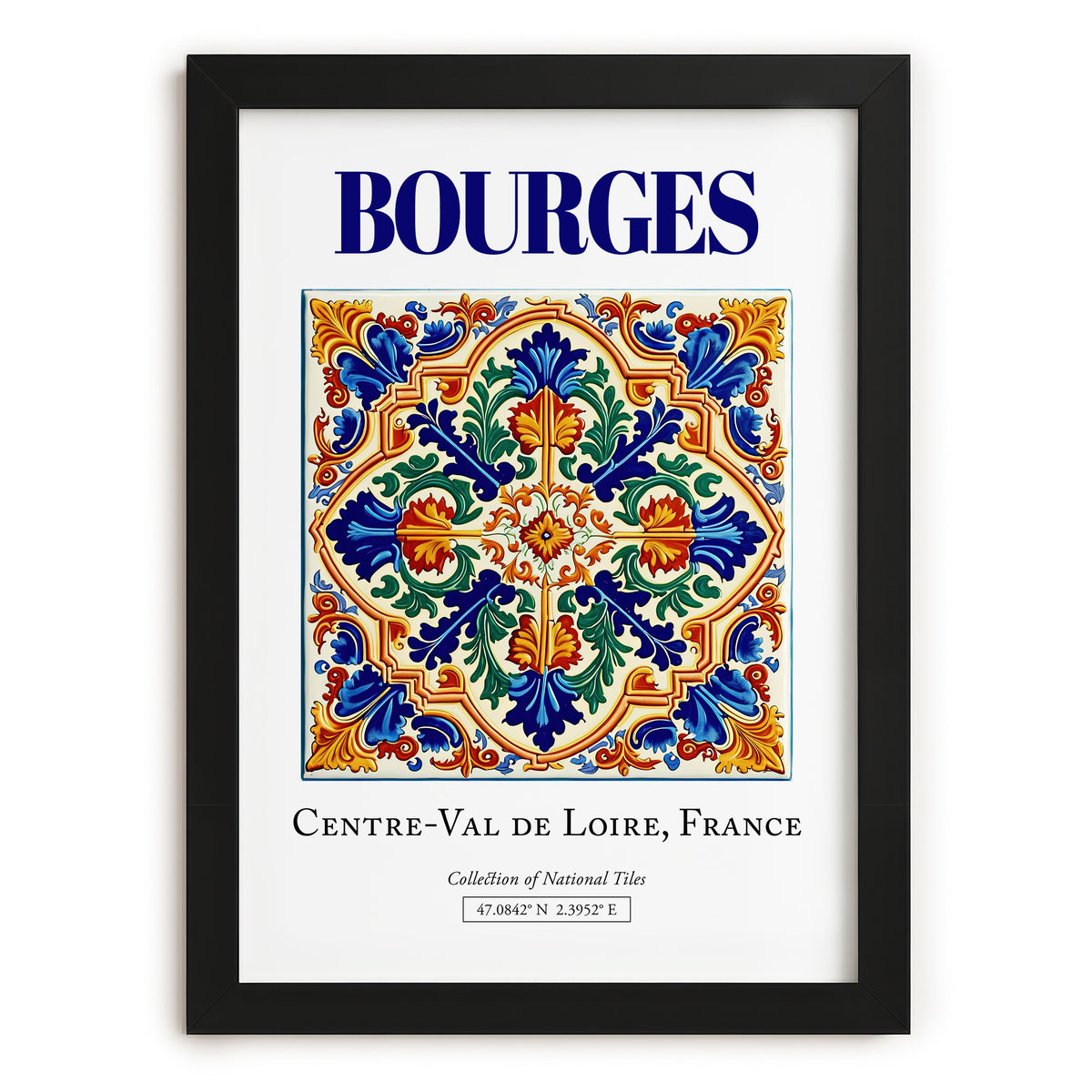 Bourges, France – Travel Wall Art, in sleek black frame