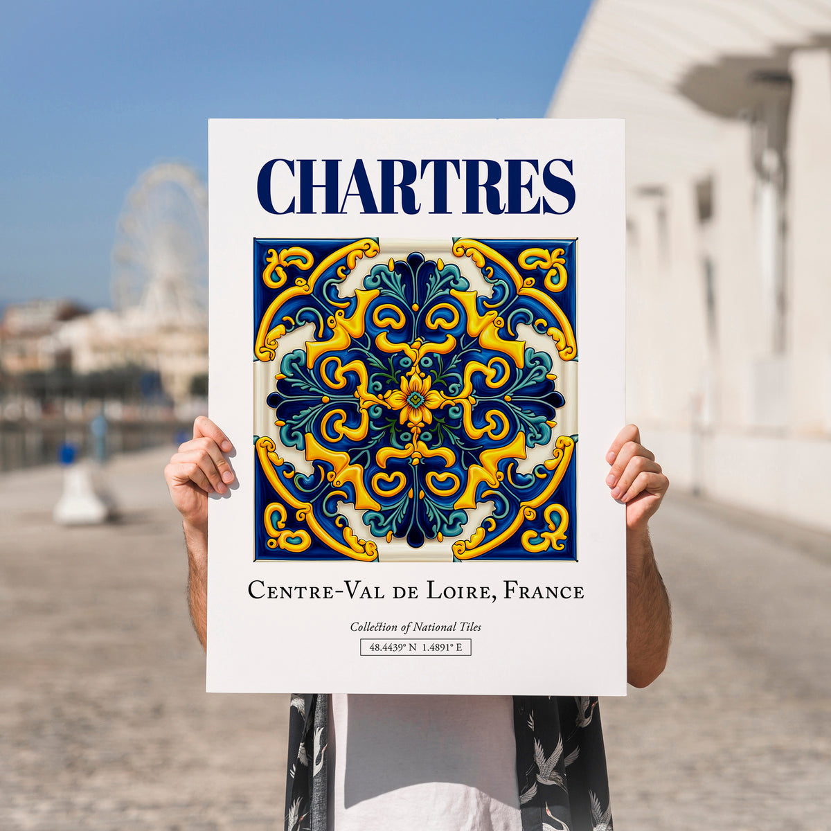 Chartres, France – Travel Poster, no-text version framed in wood