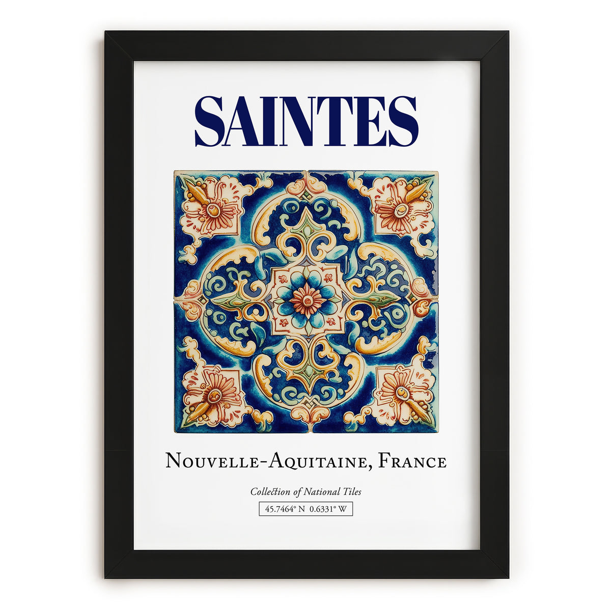 Saintes, France – Travel Poster, in sleek black frame