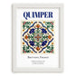Quimper, France – Retro Travel Poster, placed in minimal white frame