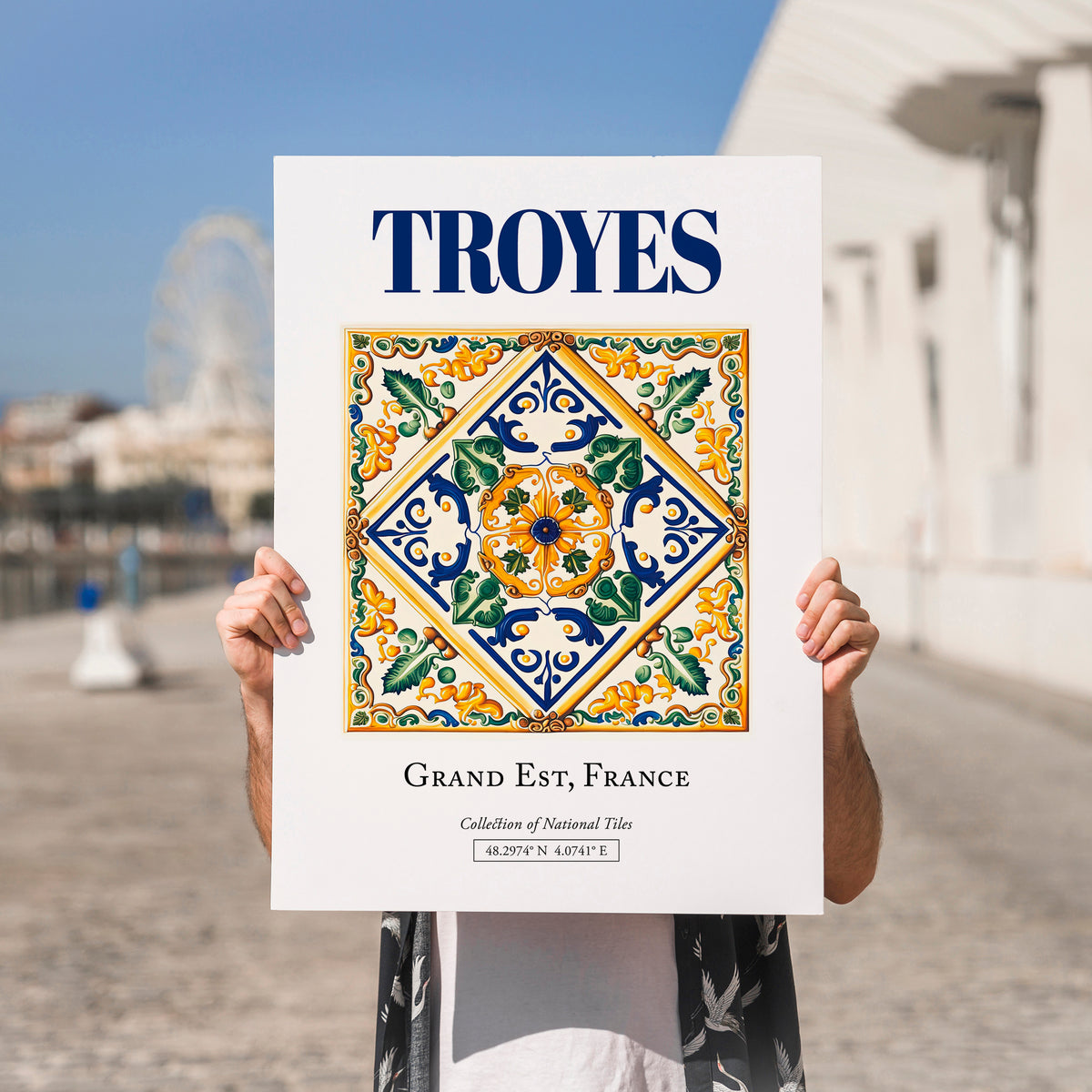 Troyes, France – Travel Print, no-text version framed in wood