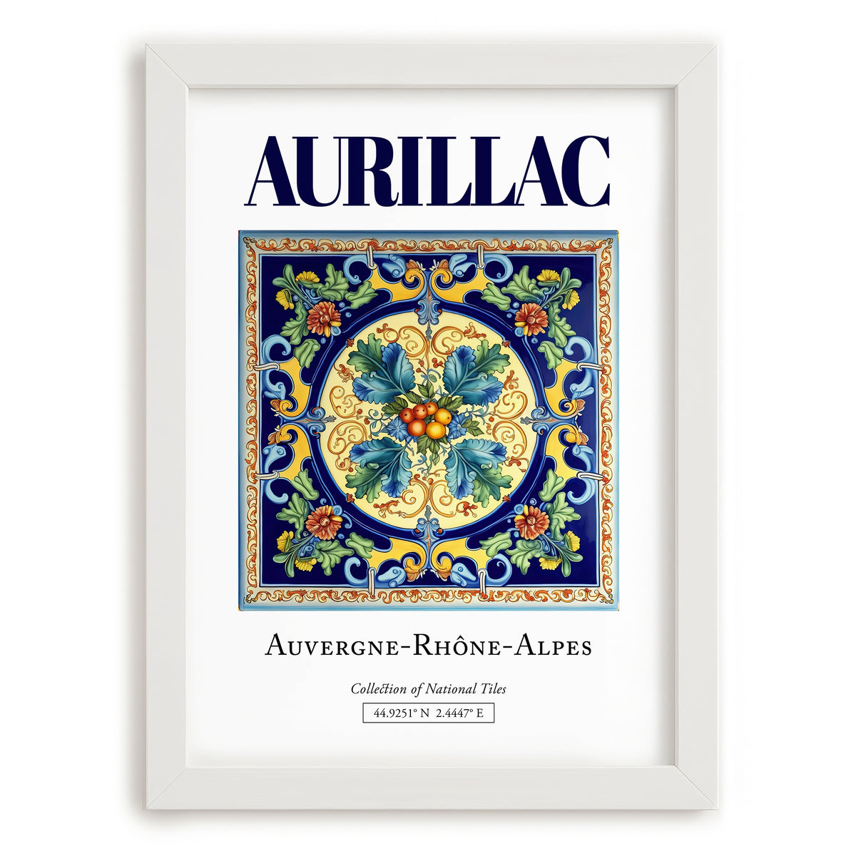 Aurillac, France – Travel Memories Wall Print, placed in minimal white frame