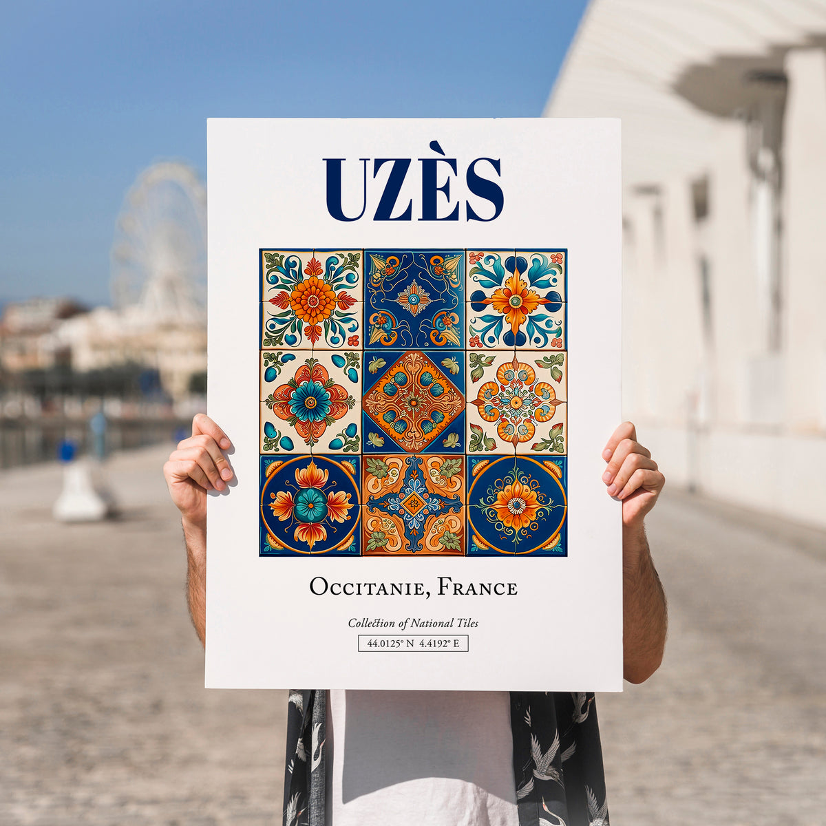 Uzès, France – Travel Print, no-text version framed in wood