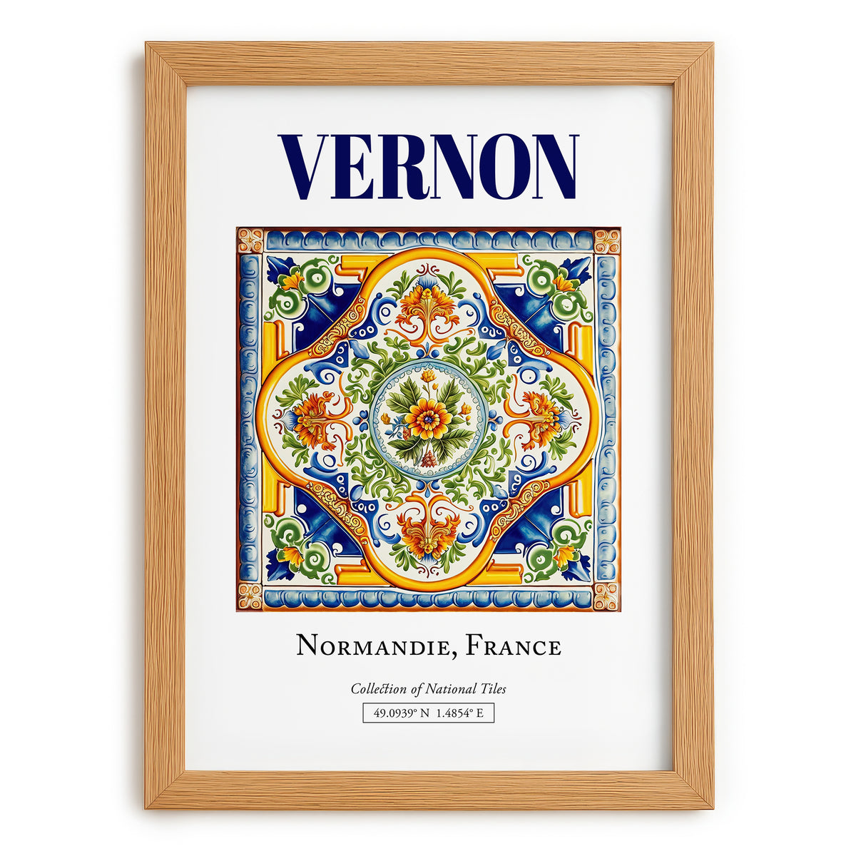 Vernon, France – Travel Print, set in oak frame
