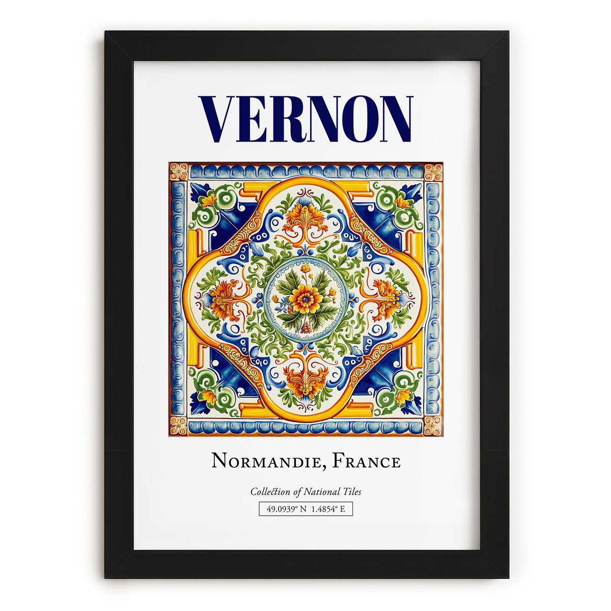 Vernon, France – Travel Print, in sleek black frame