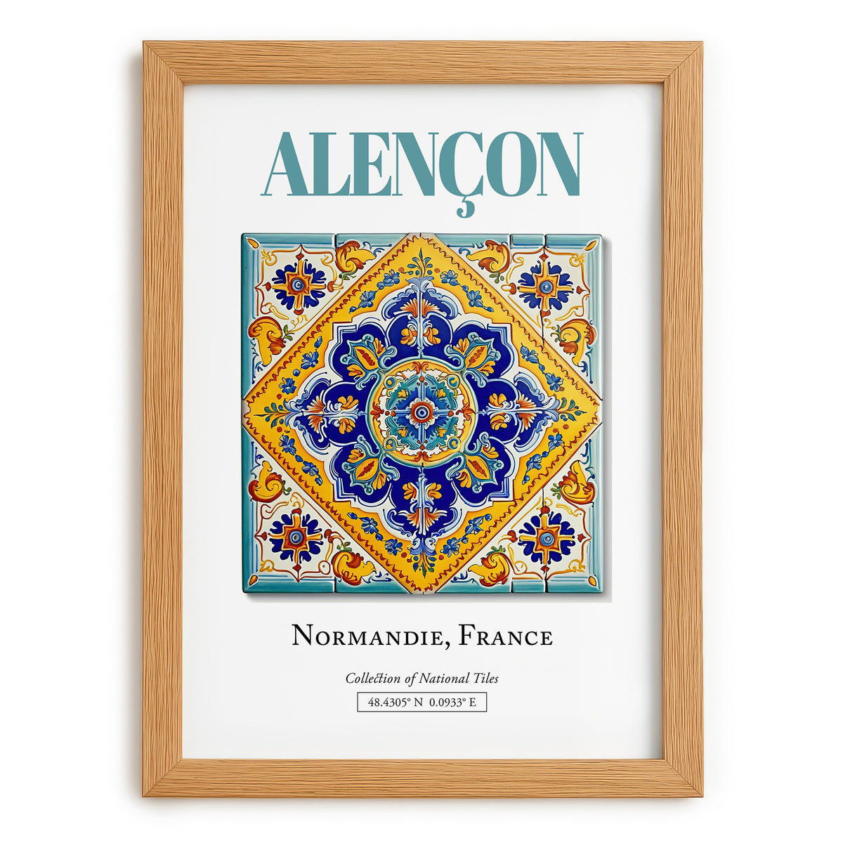 Alençon, France – Travel Poster, set in oak frame
