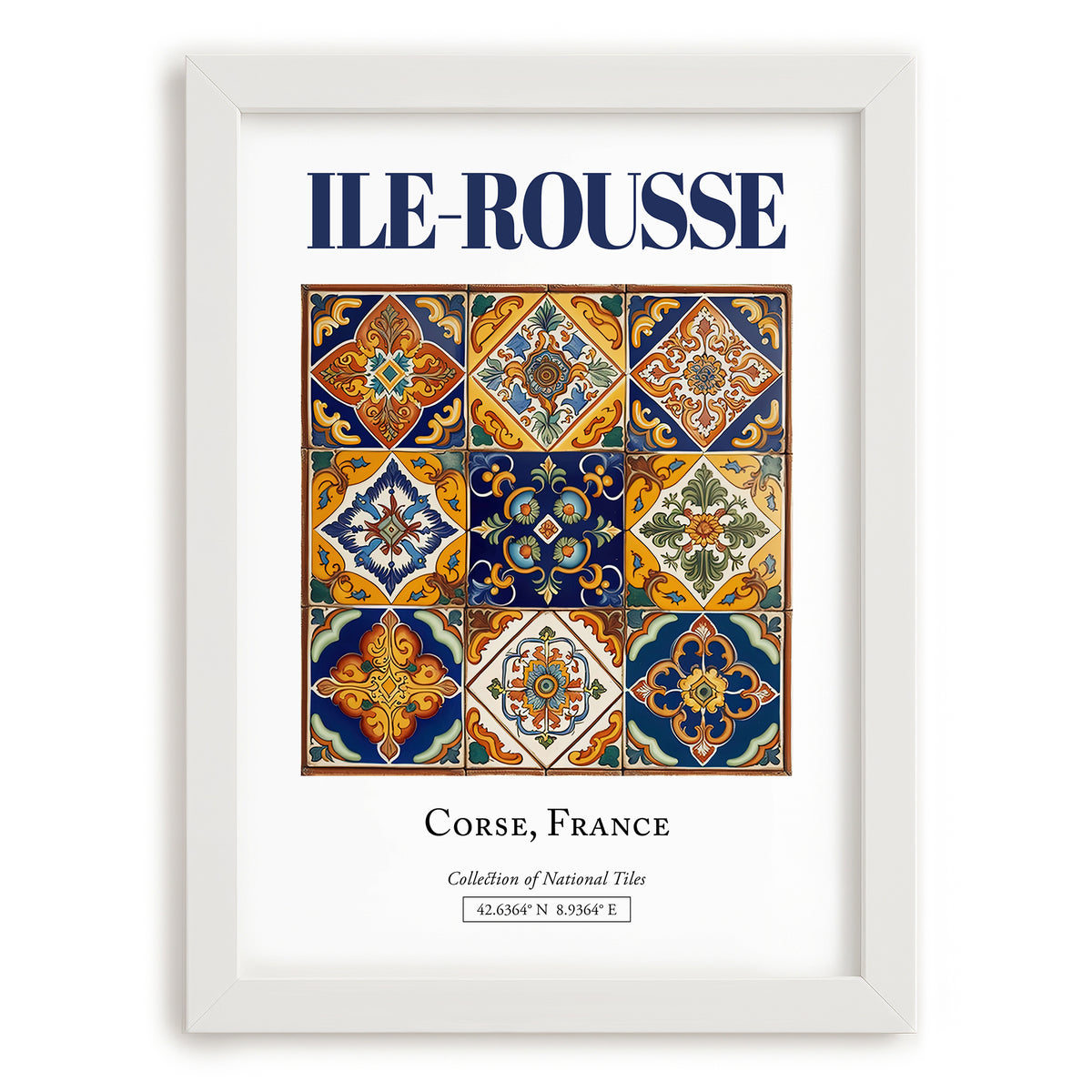 Ile-Rousse, France – Travel Wall Art, placed in minimal white frame