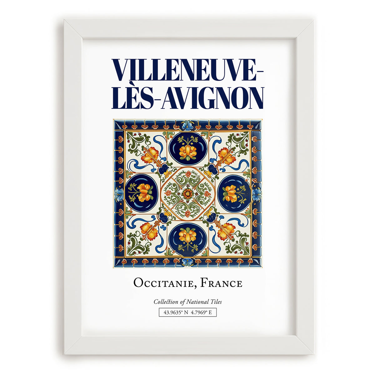 Villeneuve-lès-Avignon, France – Travel Print, placed in minimal white frame