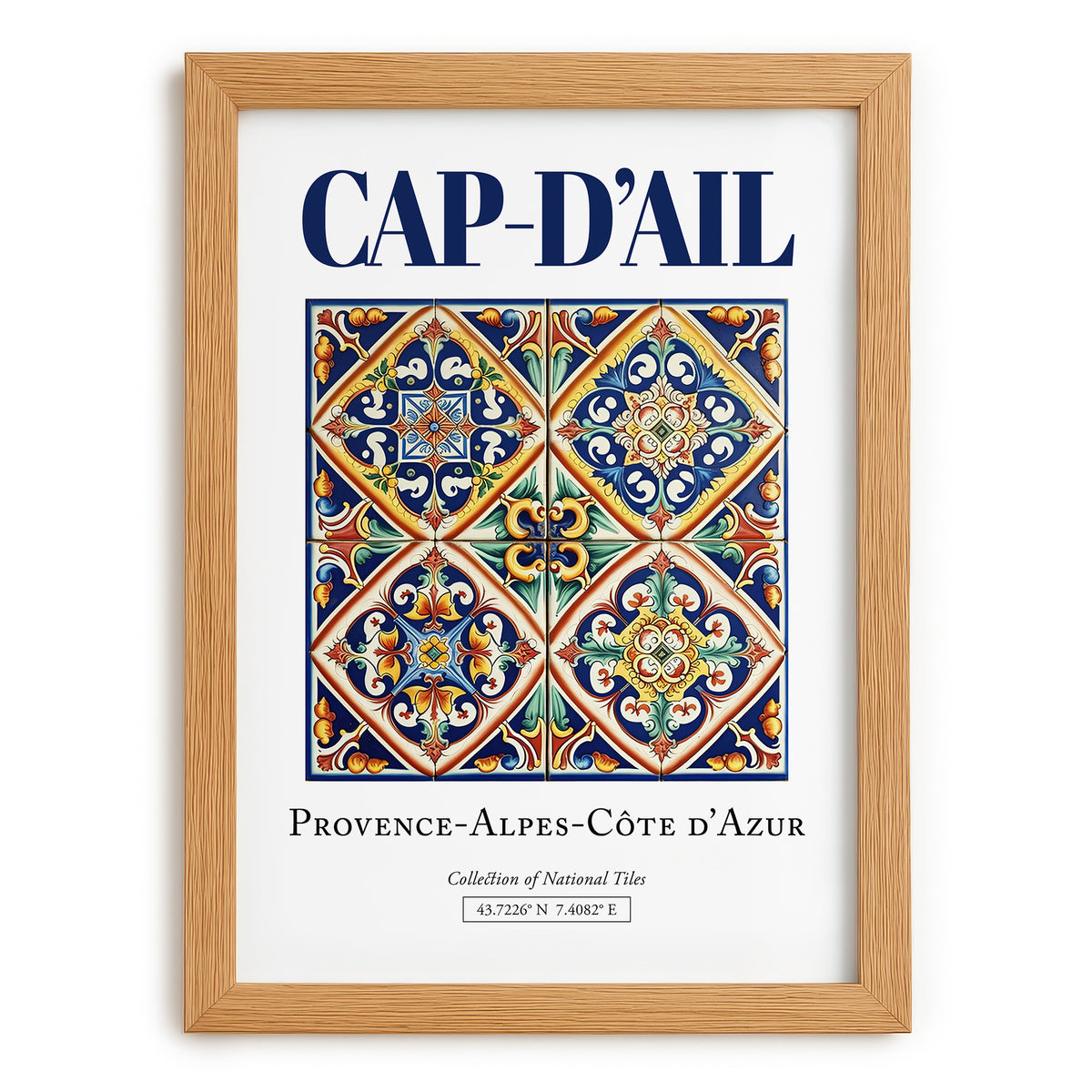 Cap-d'Ail, France – Cultural Heritage Wall Art, set in oak frame