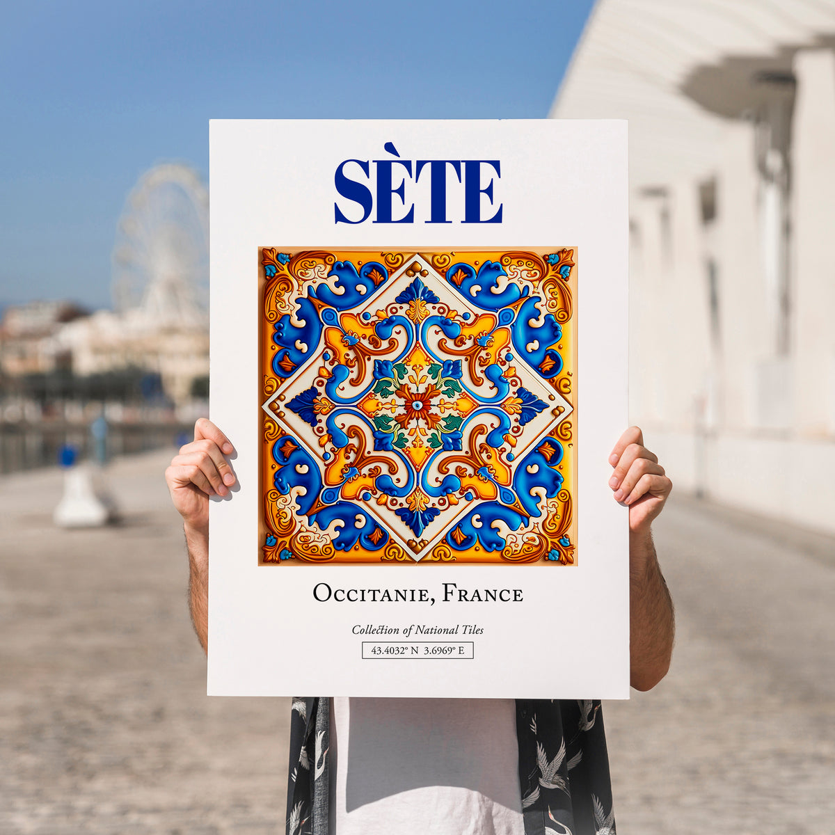 Sète, France – Travel Wall Art, no-text version framed in wood