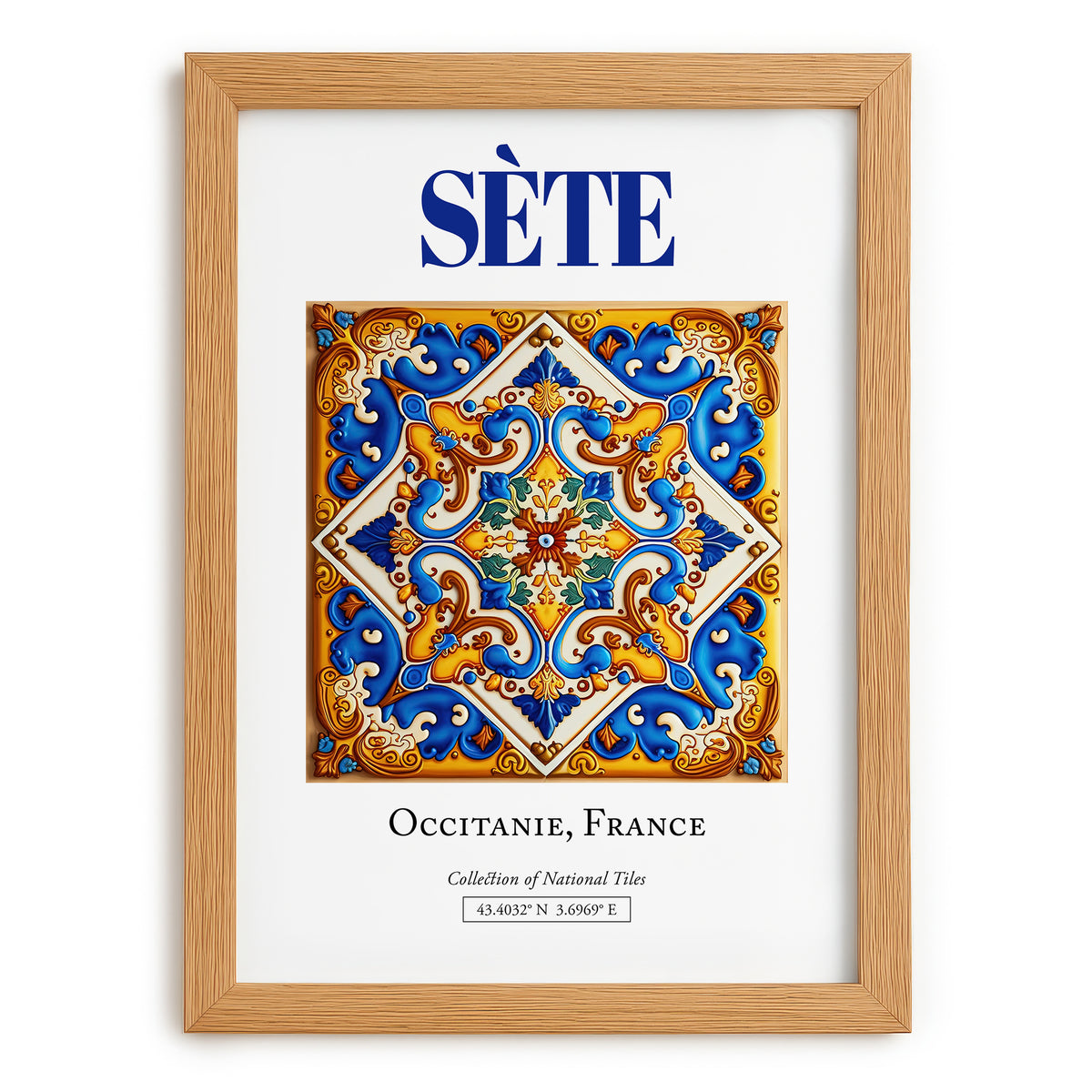 Sète, France – Travel Wall Art, set in oak frame