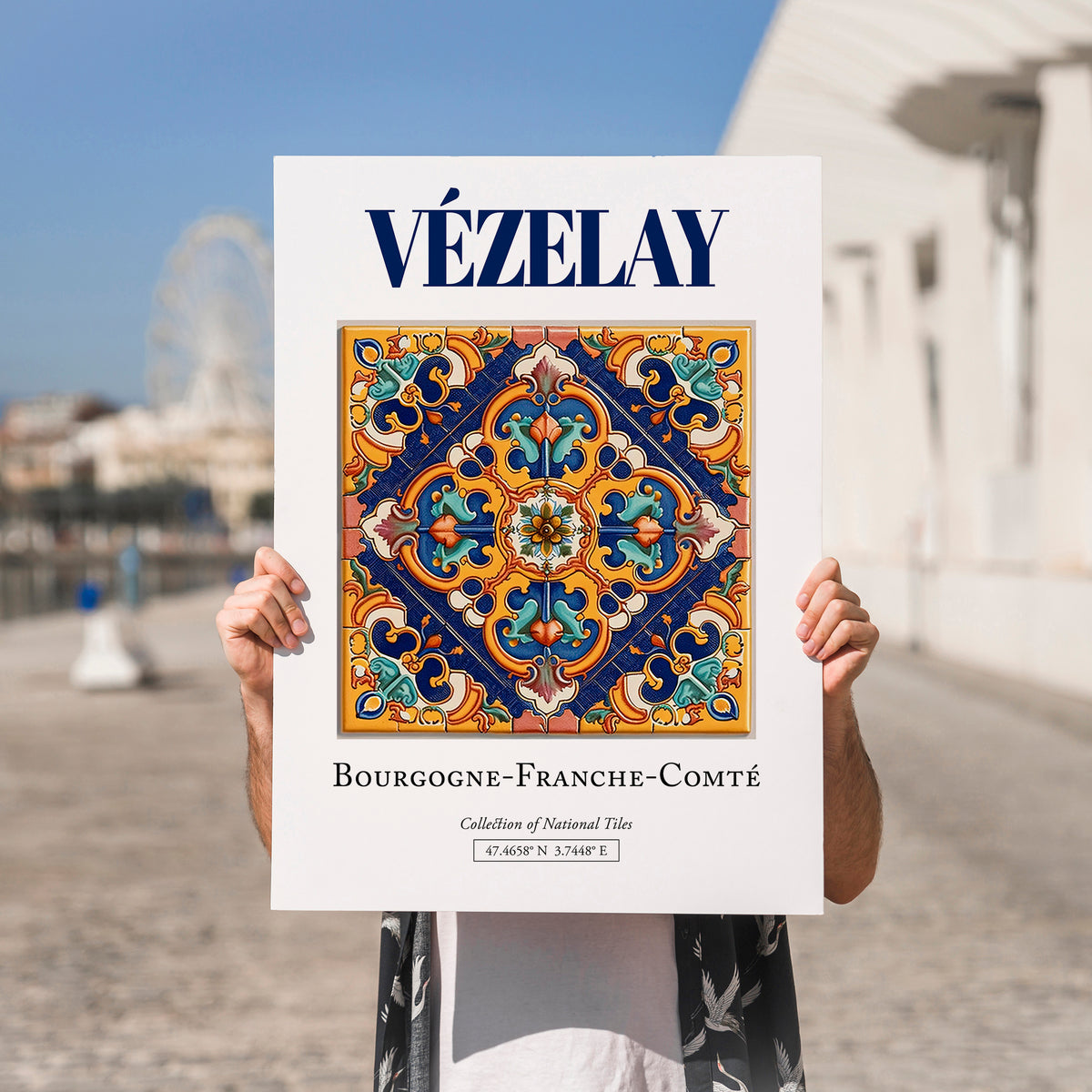 Vézelay, France – Travel Wall Art, no-text version framed in wood