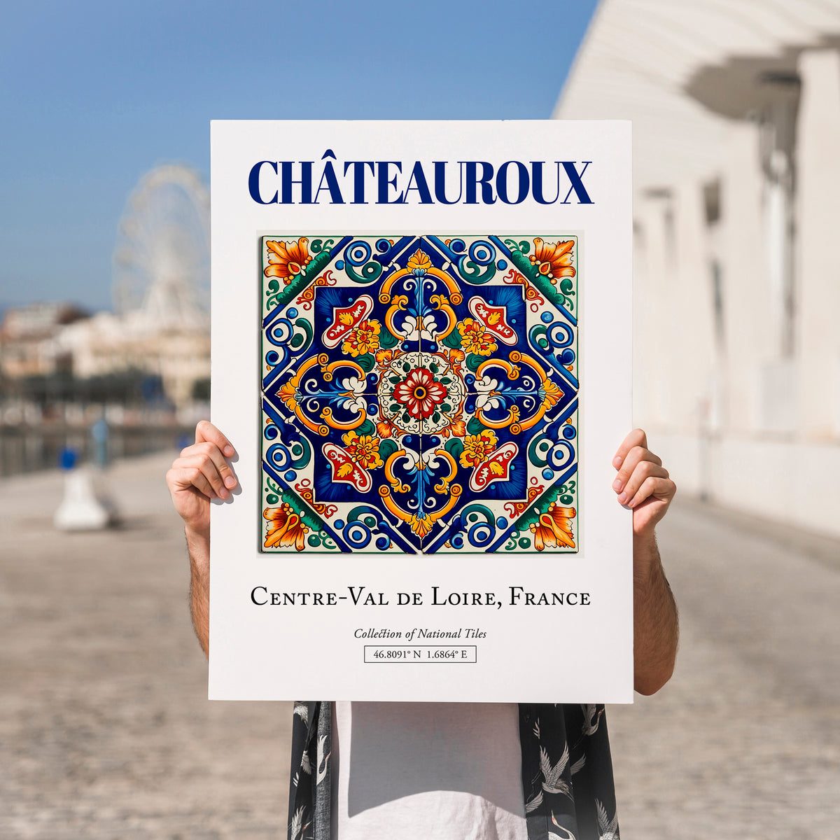 Châteauroux, France – Travel Print, no-text version framed in wood