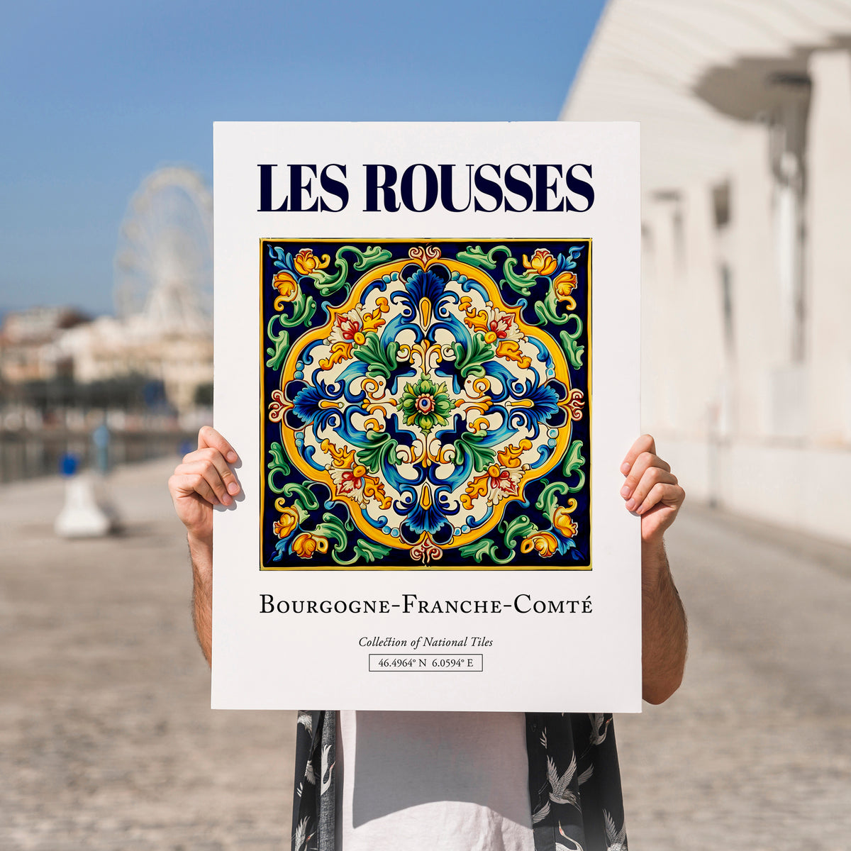 Les Rousses, France – World Heritage Travel Poster, no-text version framed in wood