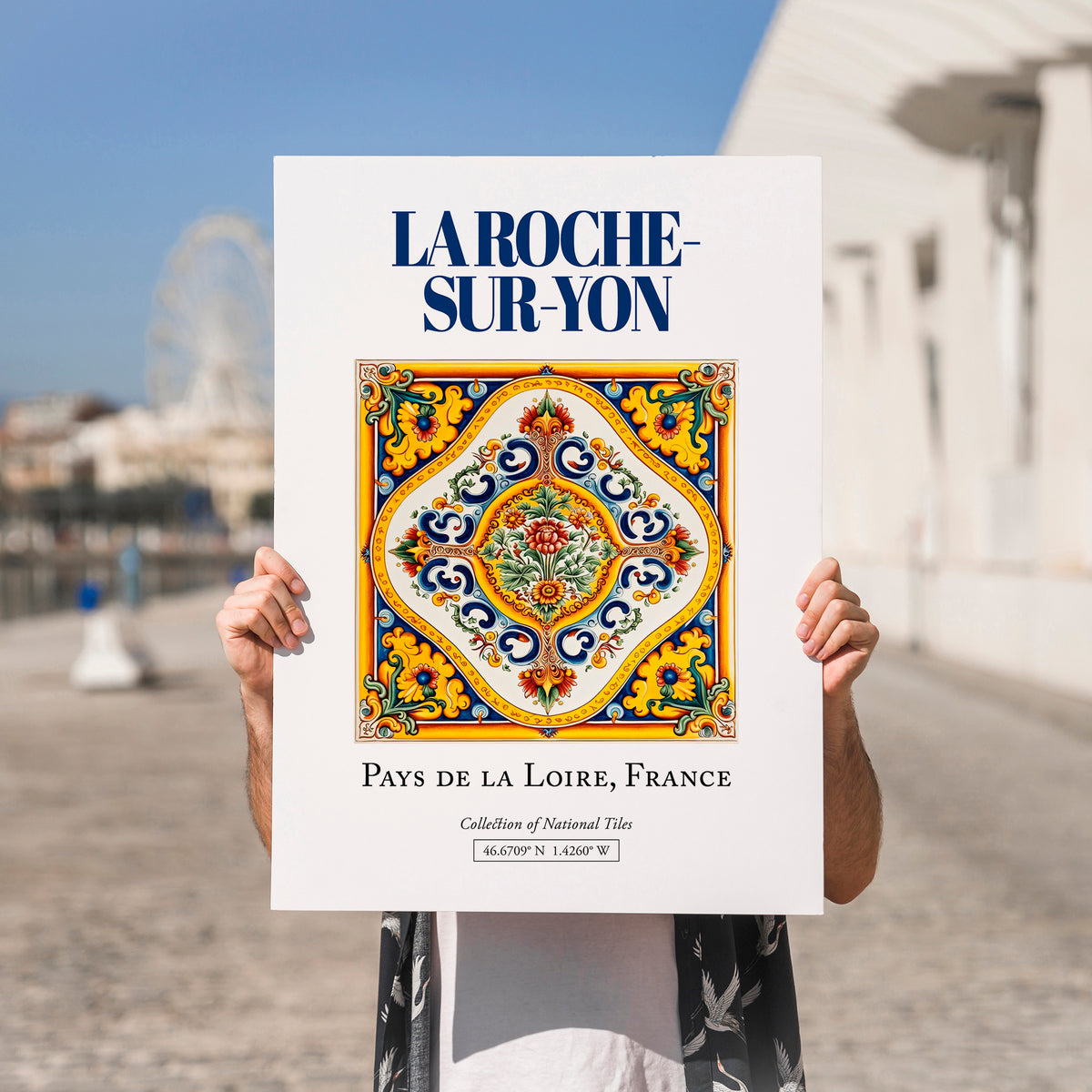 La Roche-sur-Yon, France – Wanderlust Wall Decor, no-text version framed in wood