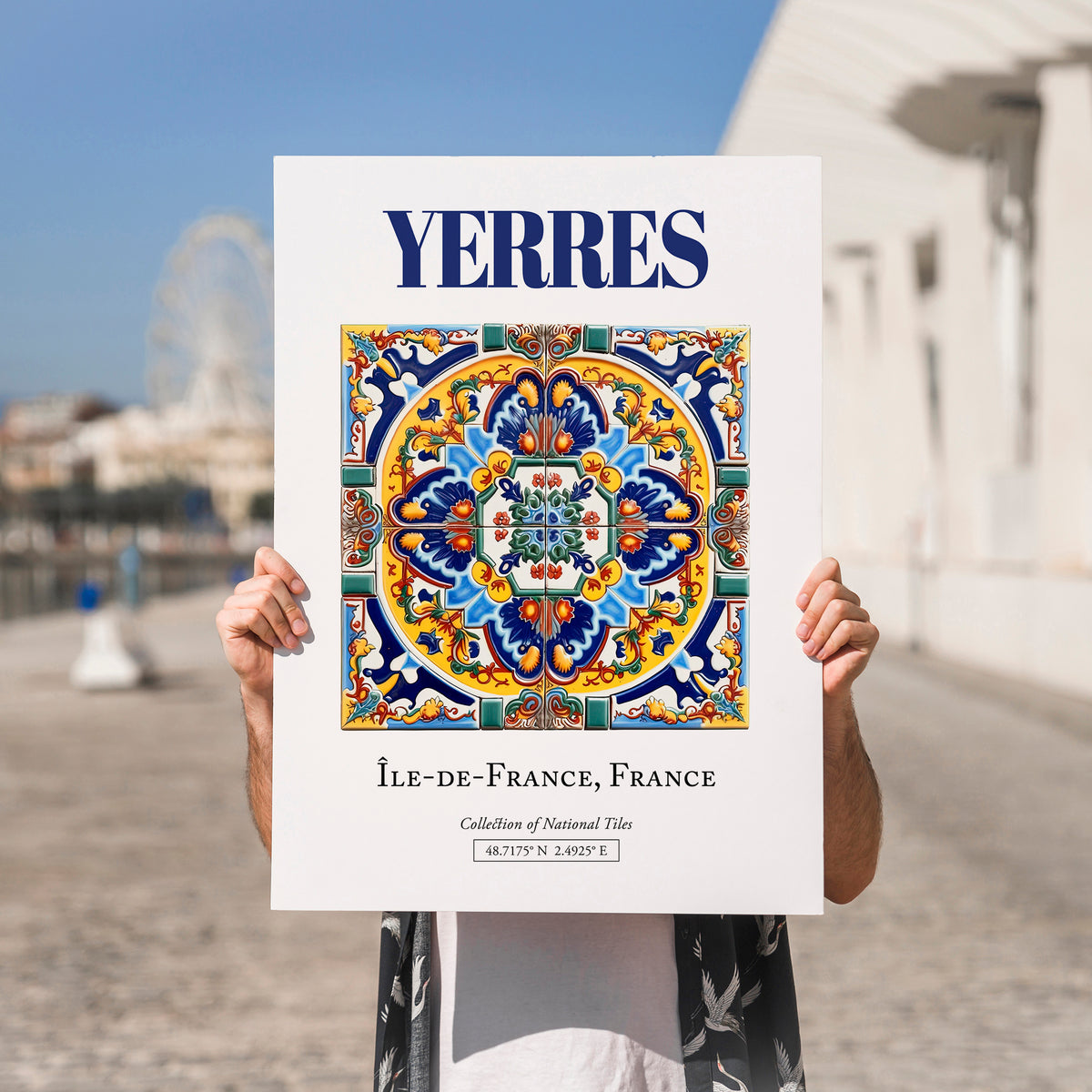 Yerres, France – Travel Poster, no-text version framed in wood