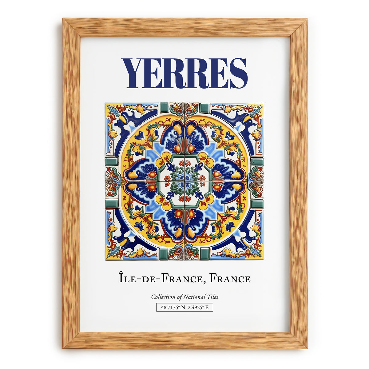 Yerres, France – Travel Poster, set in oak frame