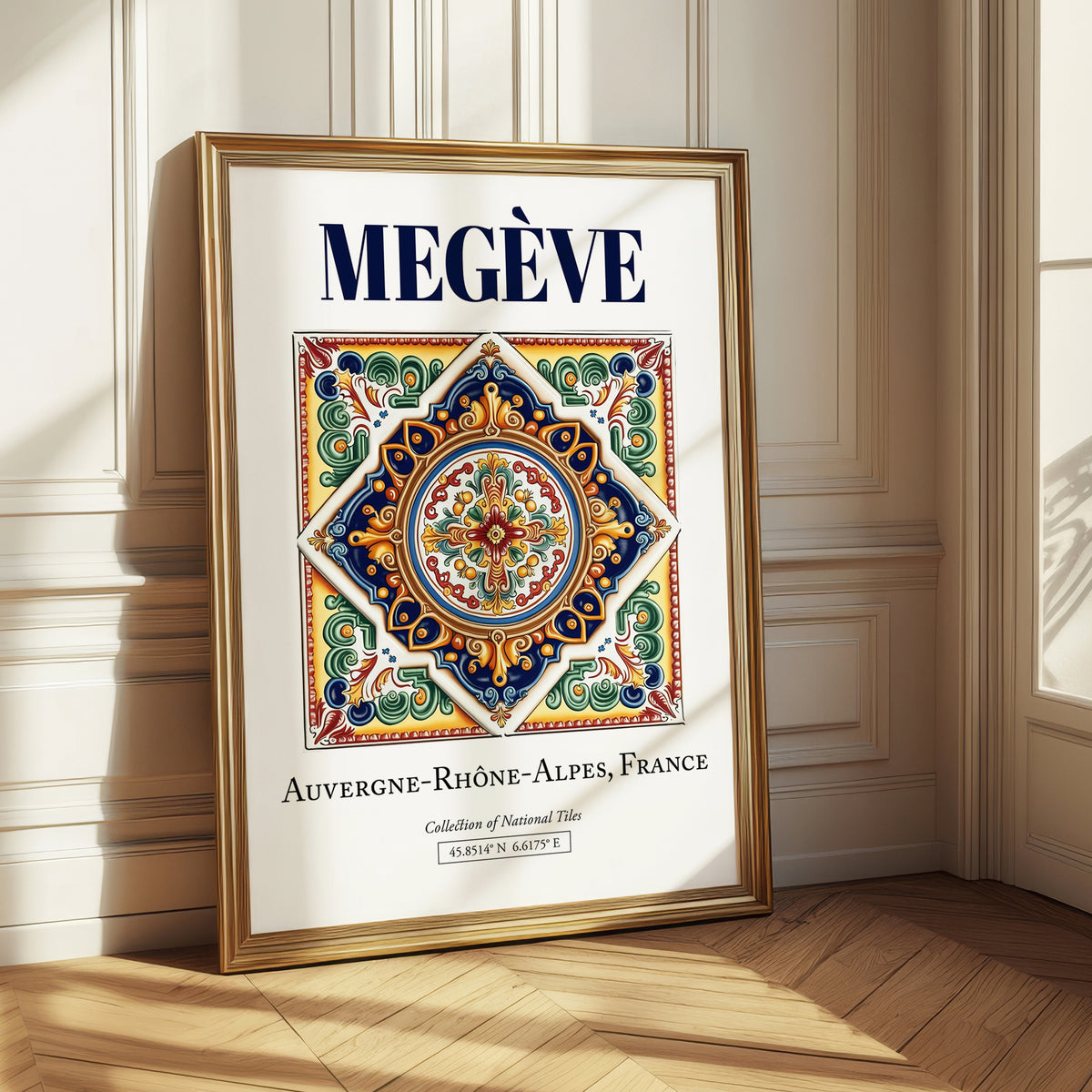 Megève, France – Minimalist Travel Print, styled in a charming Paris street view