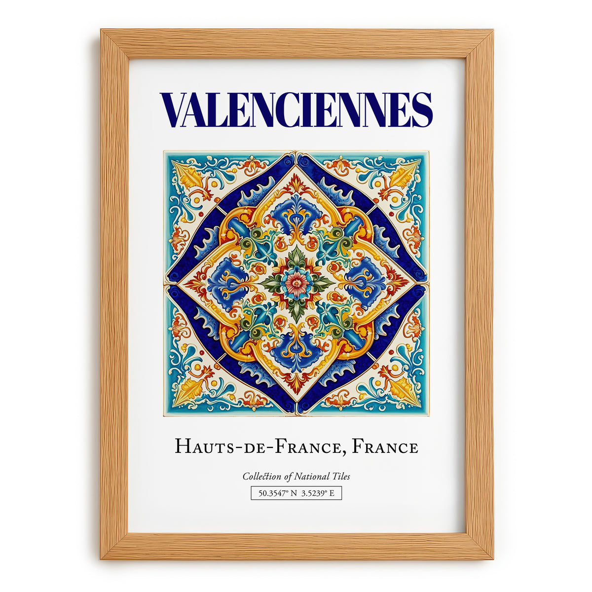 Valenciennes, France – World Heritage Travel Poster, set in oak frame