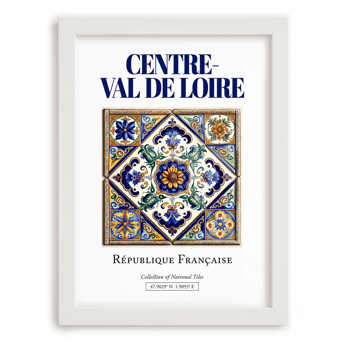 Centre-Val de Loire, France – Global Wall Art, placed in minimal white frame