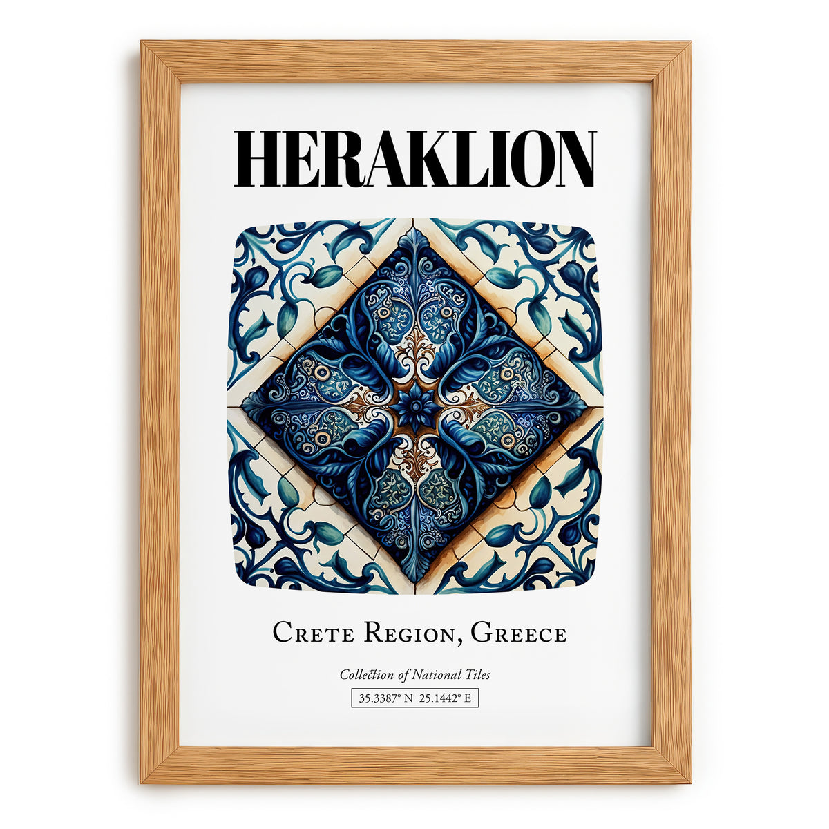 Heraklion, Greece – Travel Wall Art, set in oak frame