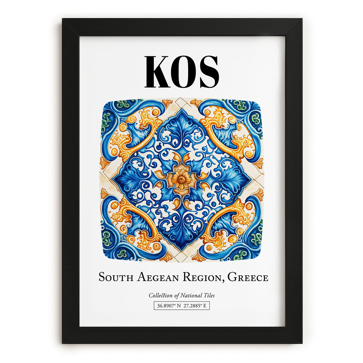 Kos, Greece – Global Cities Wall Print, in sleek black frame