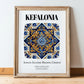Kefalonia, Greece – Minimalist Travel Print, in wooden frame leaning on the floor