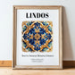 Lindos, Greece – Travel Wall Decor, in wooden frame leaning on the floor