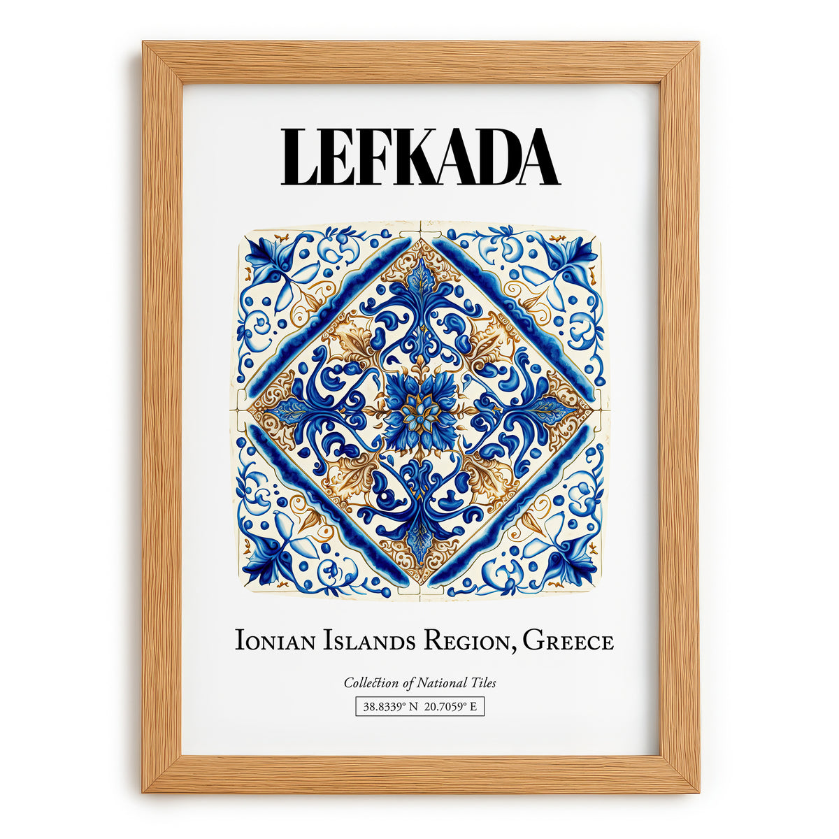 Lefkada, Greece – Travel Poster, set in oak frame