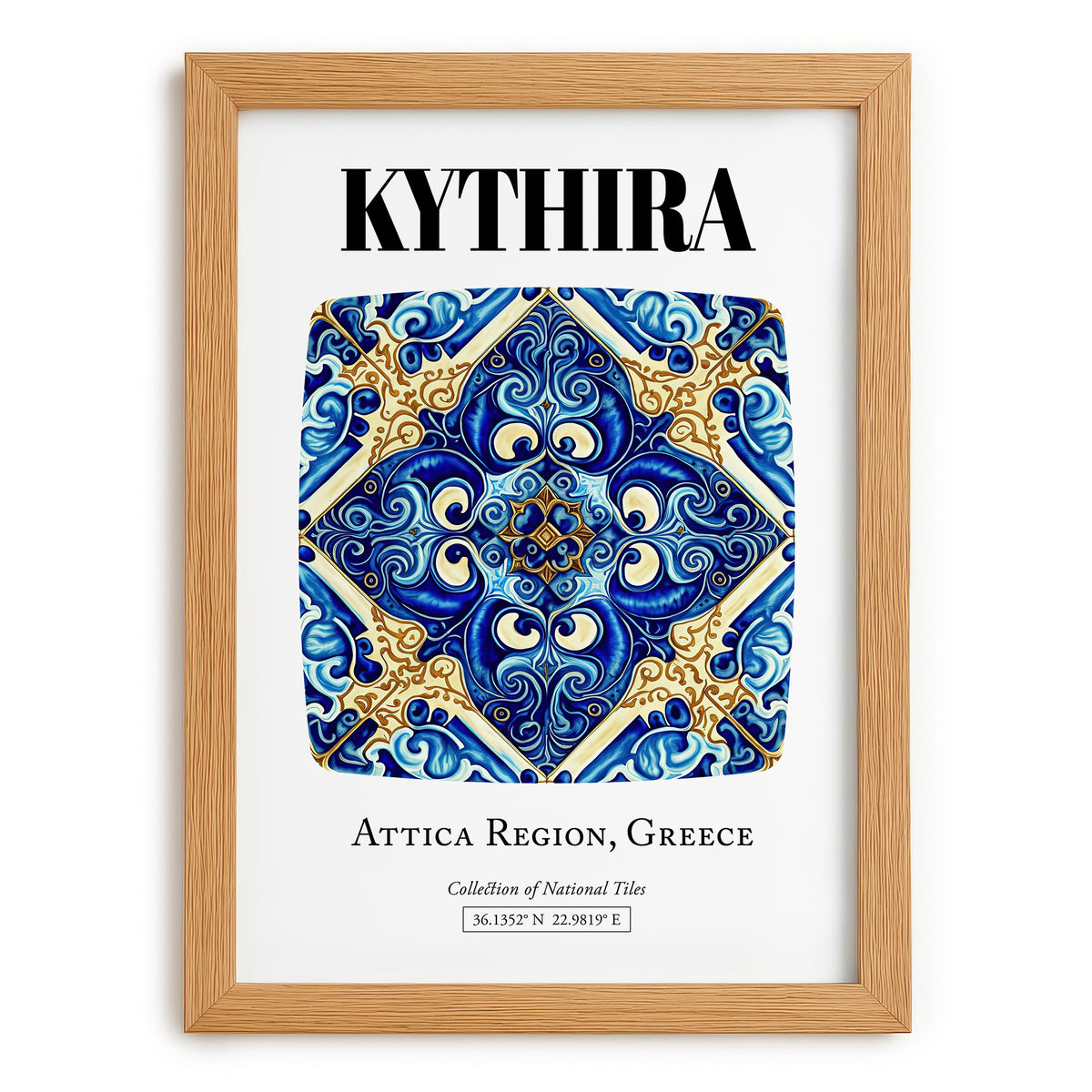 Kythira, Greece – Travel Wall Art, set in oak frame