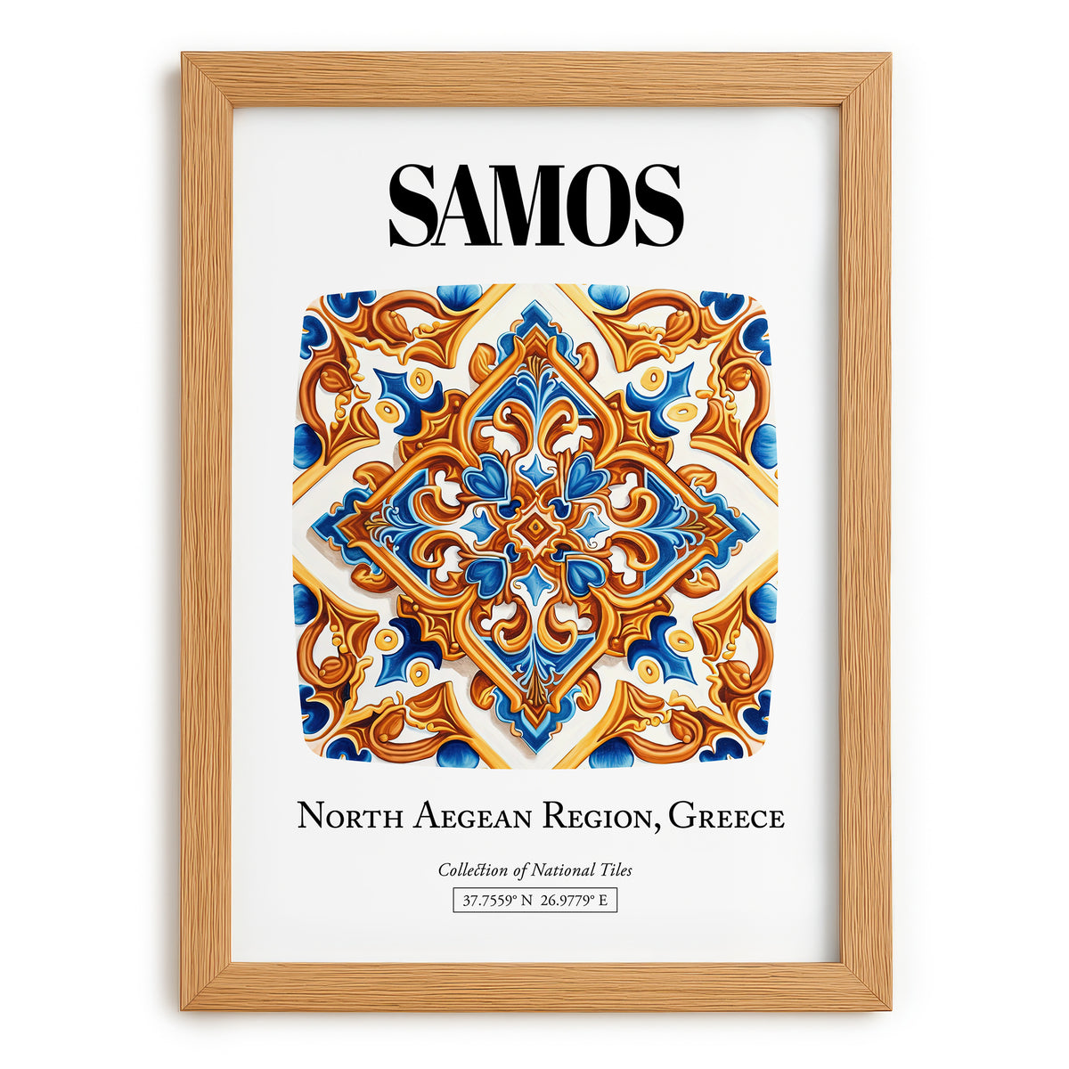Samos, Greece – Country Culture Poster, set in oak frame