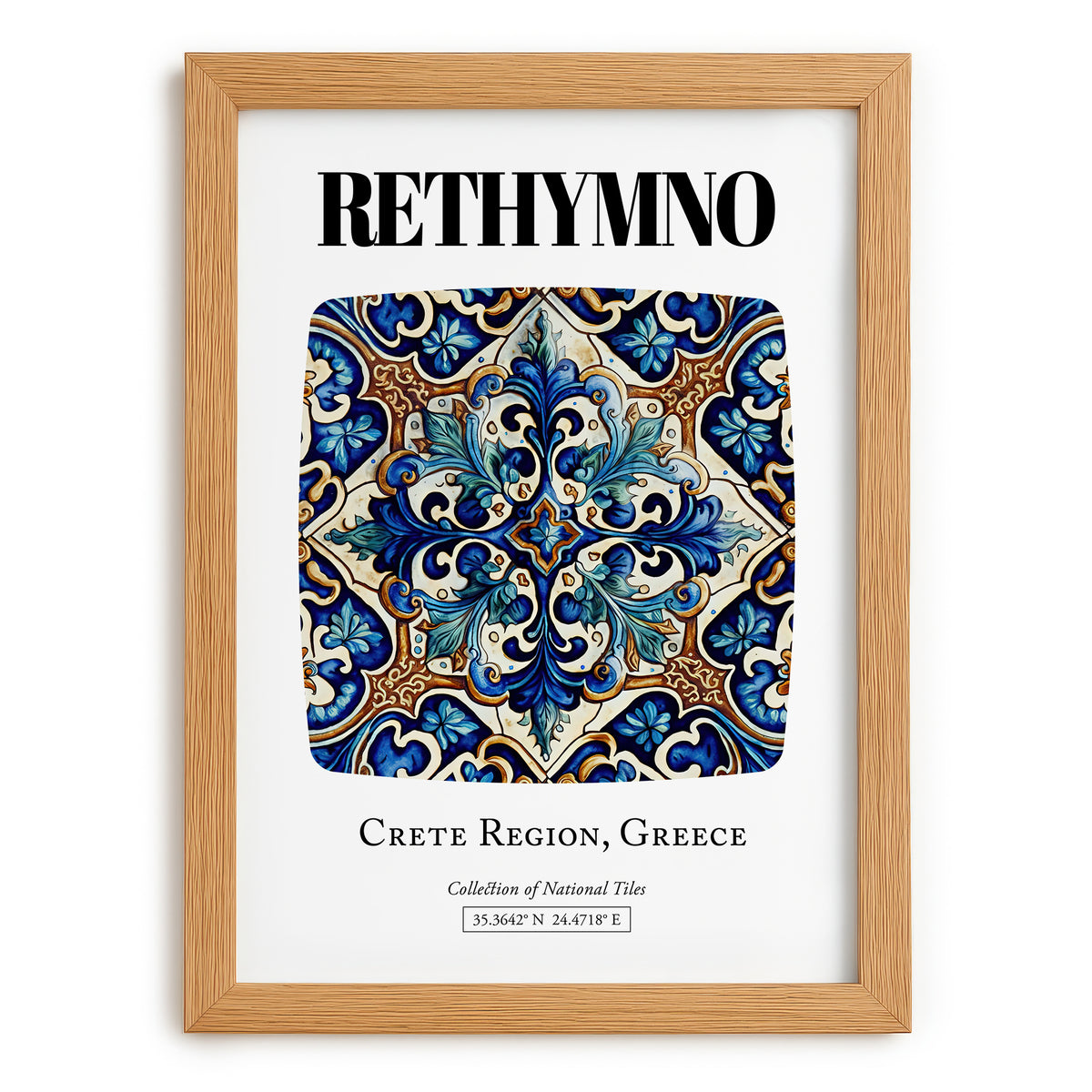 Rethymno, Greece – Travel Poster, set in oak frame