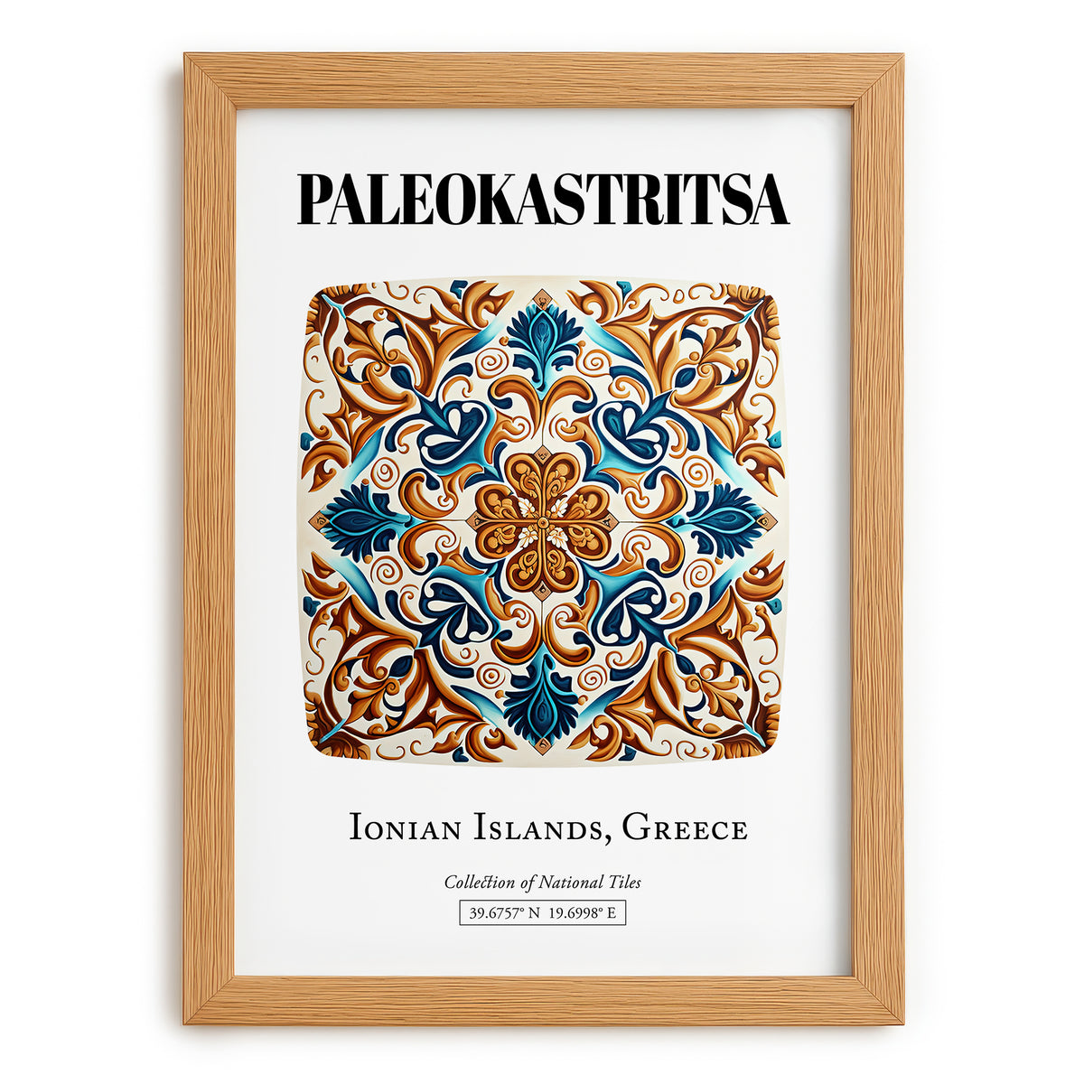 Paleokastritsa, Greece – Travel Wall Art, set in oak frame
