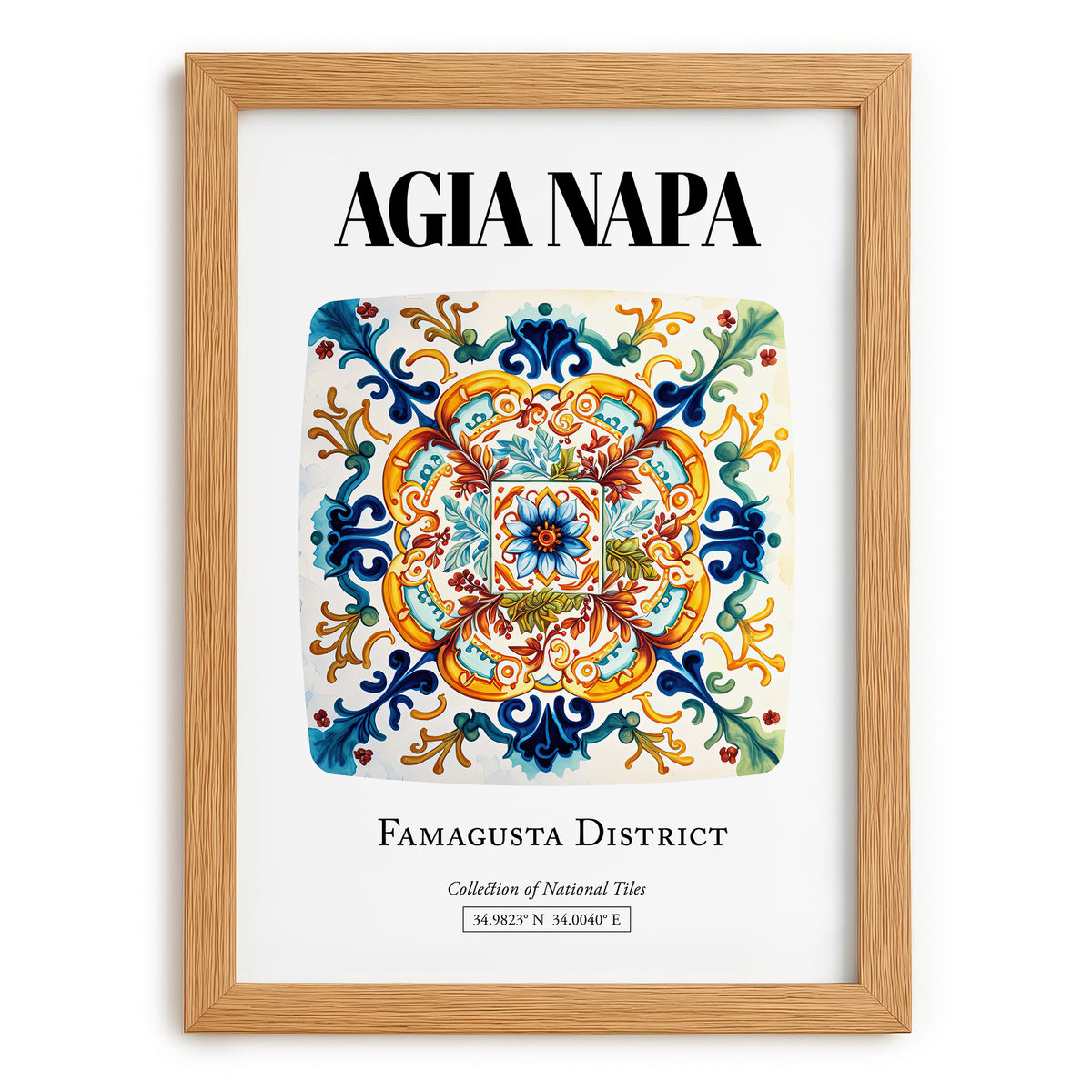 Agia Napa, Greece – Travel Poster, set in oak frame