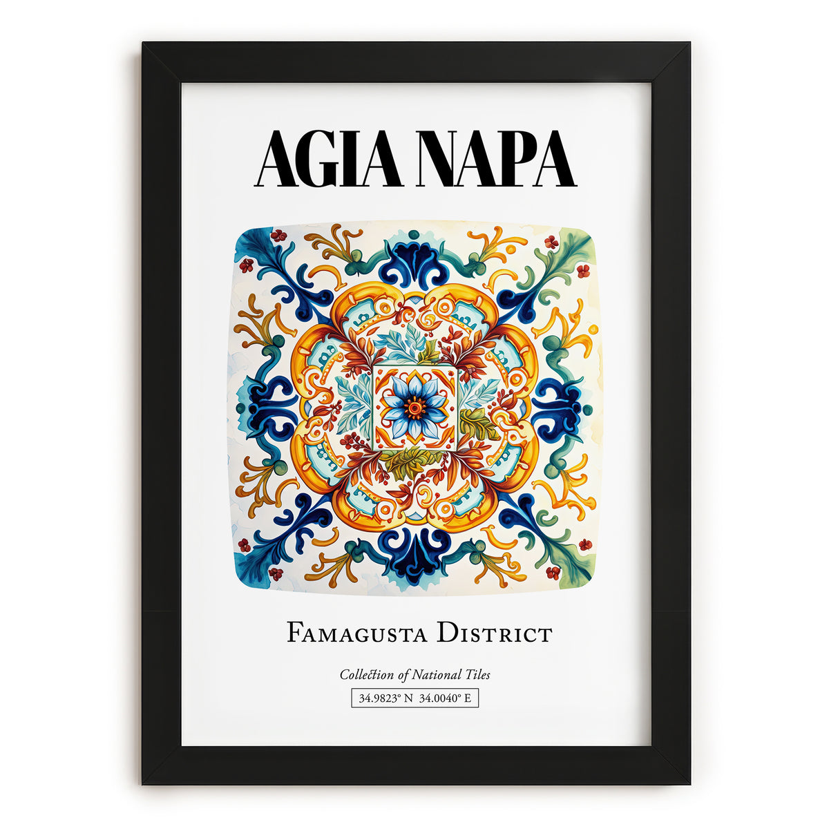 Agia Napa, Greece – Travel Poster, in sleek black frame