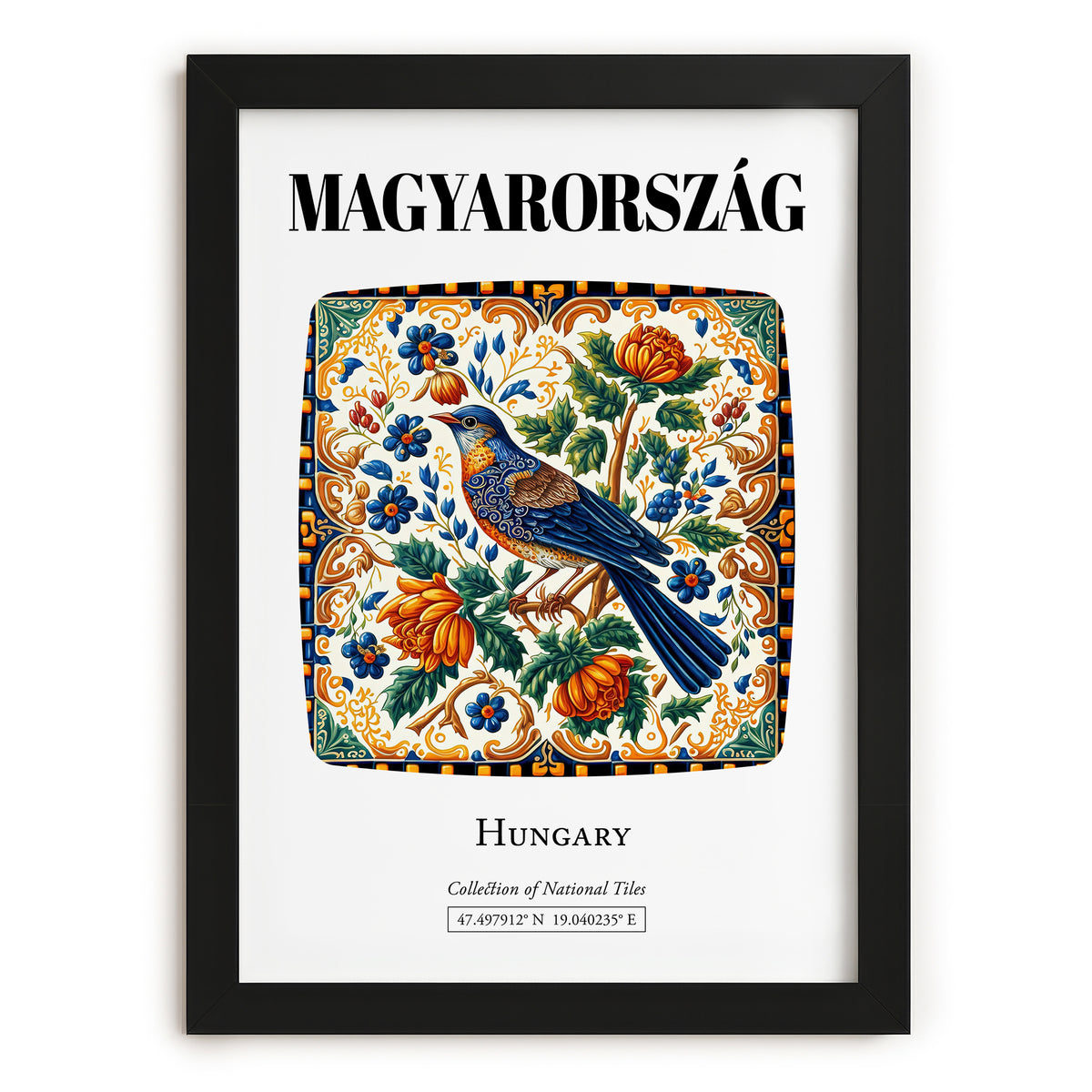 Magyarország, Hungary – Architectural Travel Art, in sleek black frame